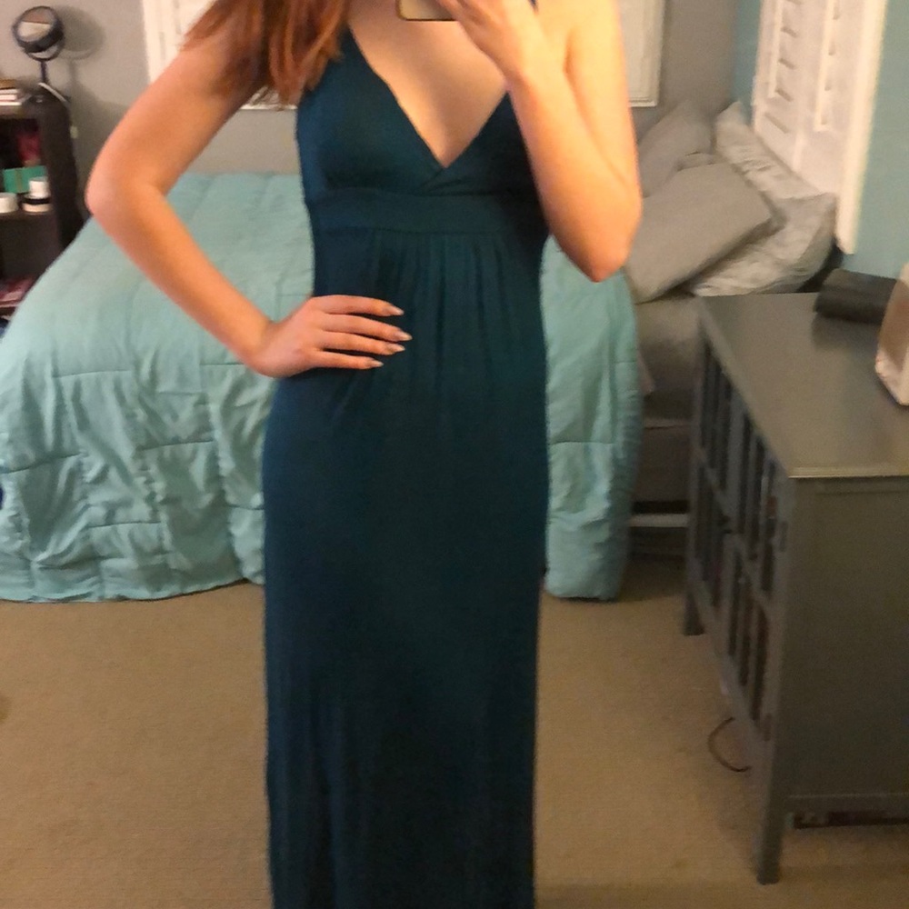 Long dark blue formal dress